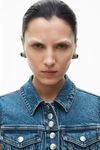 Alexander Wang deep blue cropped trucker vest in comfort-stretch denim