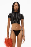 alexander wang cropped logo tee in crystal nylon black
