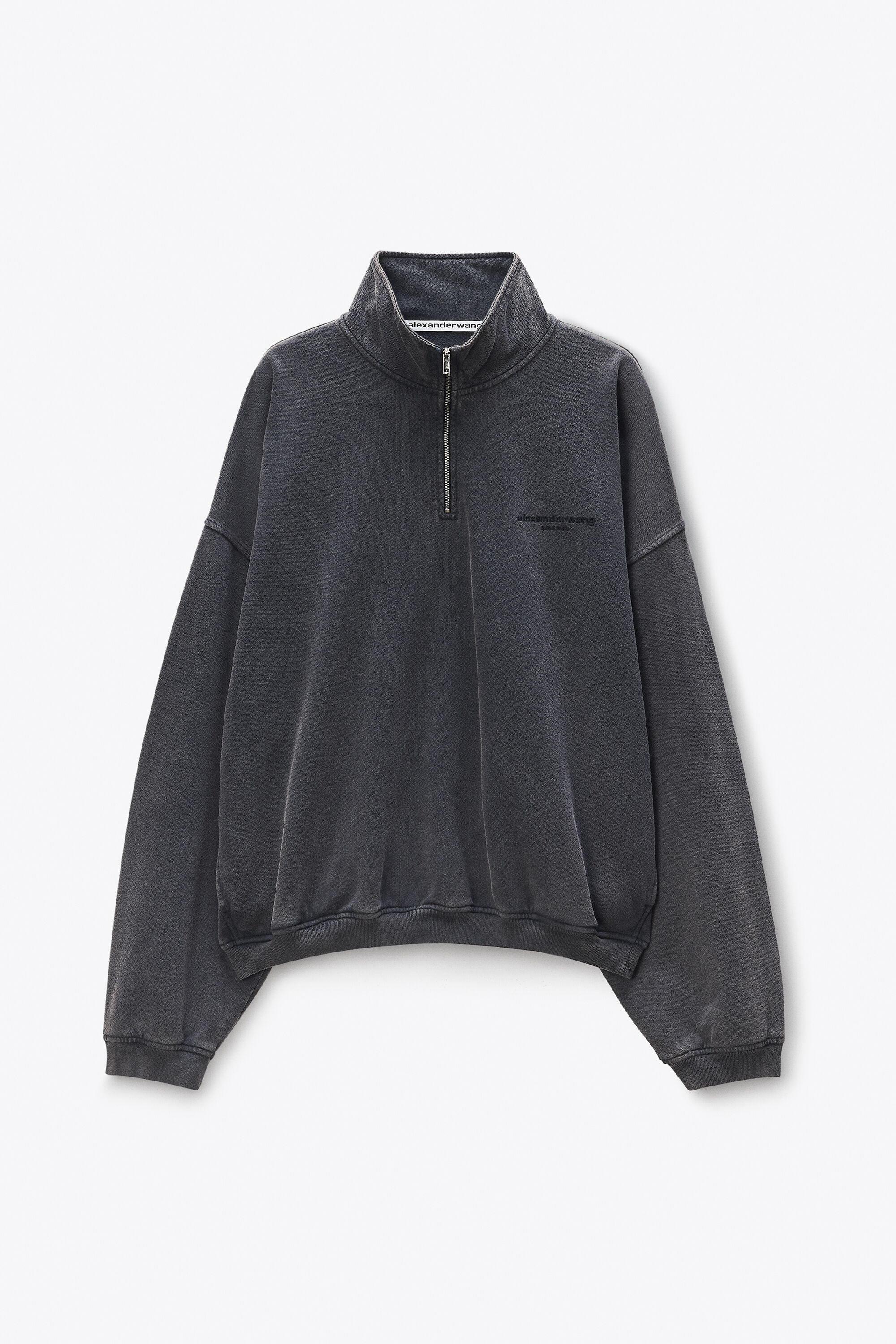 Grey Half-Zip Sweatshirt in WASHED ASPHALT | alexanderwang®