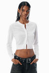 Alexander Wang soft white cropped cardigan in clear bead hotfix