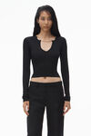 Alexander Wang black kurzes hemd mit logo-namensschild