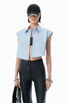Alexander Wang oxford blue blue button up shirt with logo nameplate