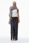Alexander Wang navy grey deconstructed tube skirt in satin faille jersey