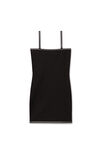 CRYSTAL TRIM MINI DRESS IN COMPACT NYLON