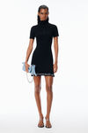 Alexander Wang black ribbed short-sleeve dress