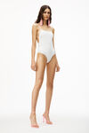 alexander wang crystal charm string swimsuit in jersey snow white