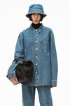 alexander wang 水晶条纹超大版型牛仔衬衫 deep blue