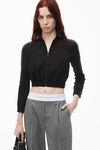 Alexander Wang light heather grey high-waist pleated pant with logo elastic