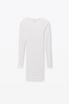 alexander wang 罗纹棉长袖圆领连衣裙 white