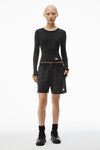 Alexander Wang washed black long-sleeve tee in ribbed cotton