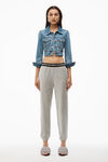 alexander wang logo elastic jogger in stretch corduroy heather grey