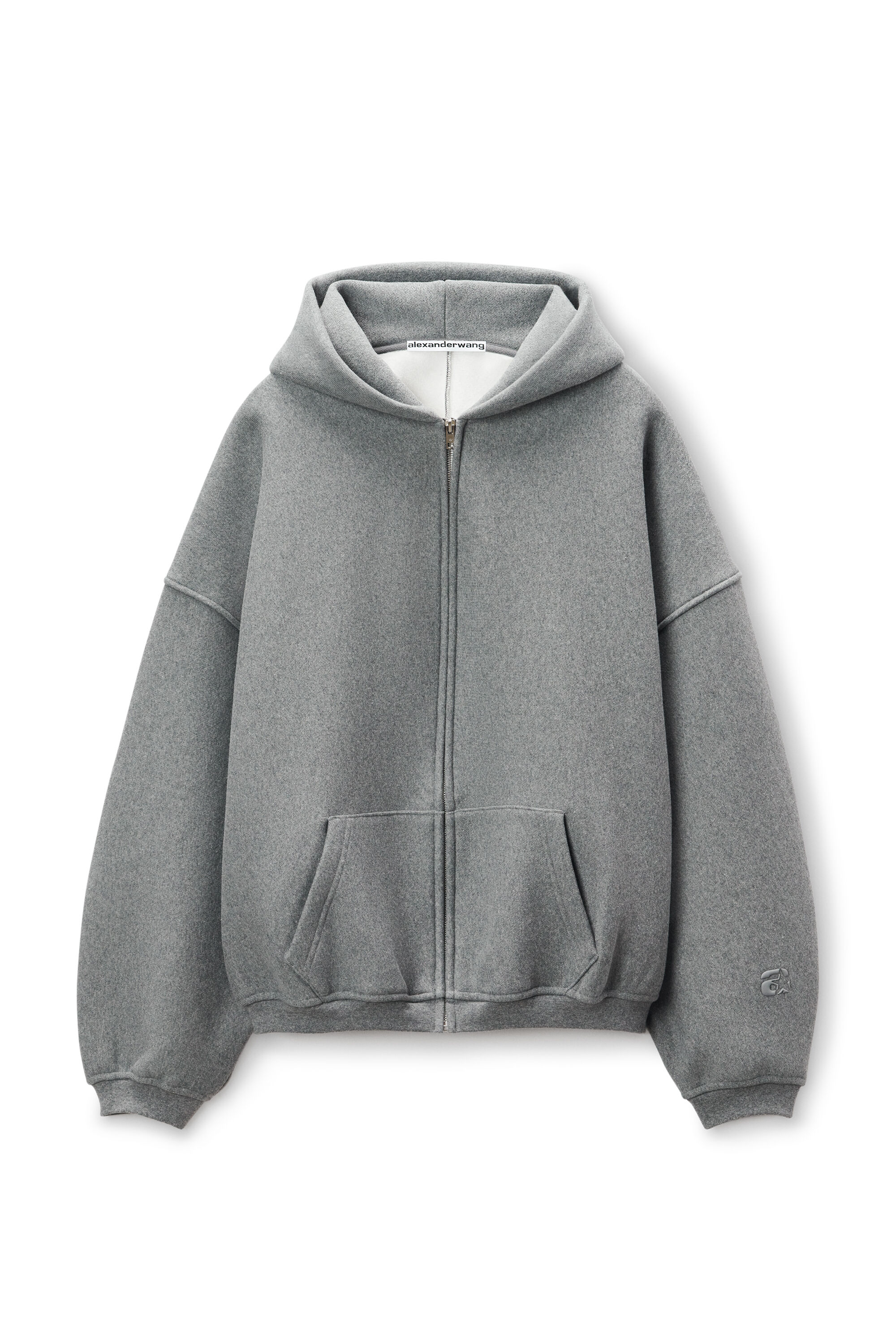 Alexander Wang Star Zip Up Hoodie In Dense Fleece In Sidewalk