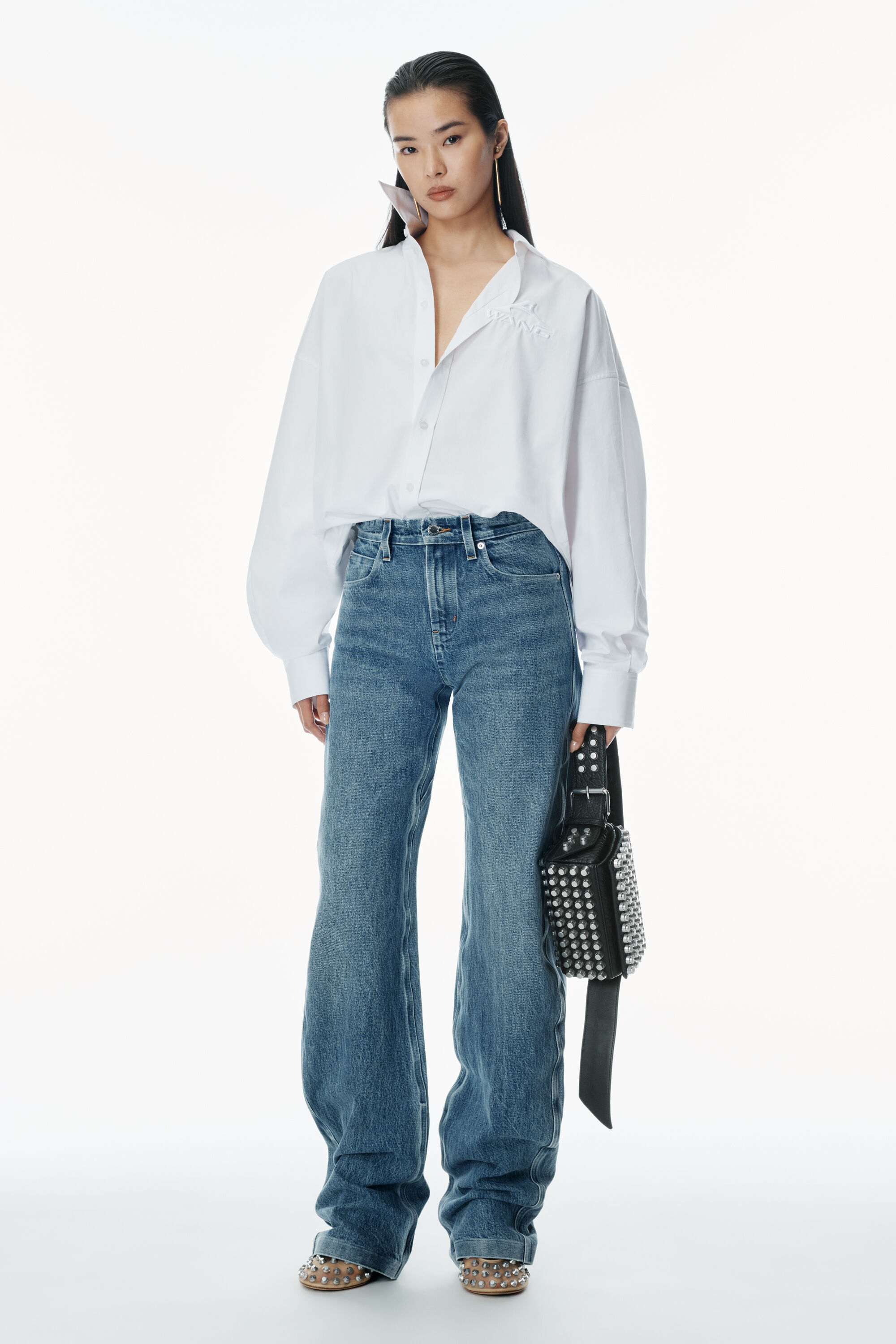 【関税込み】alexander wang LOW RISE' JEANS Oversized Low Rise Jeans in CLASSIC LIGHT INDIGO