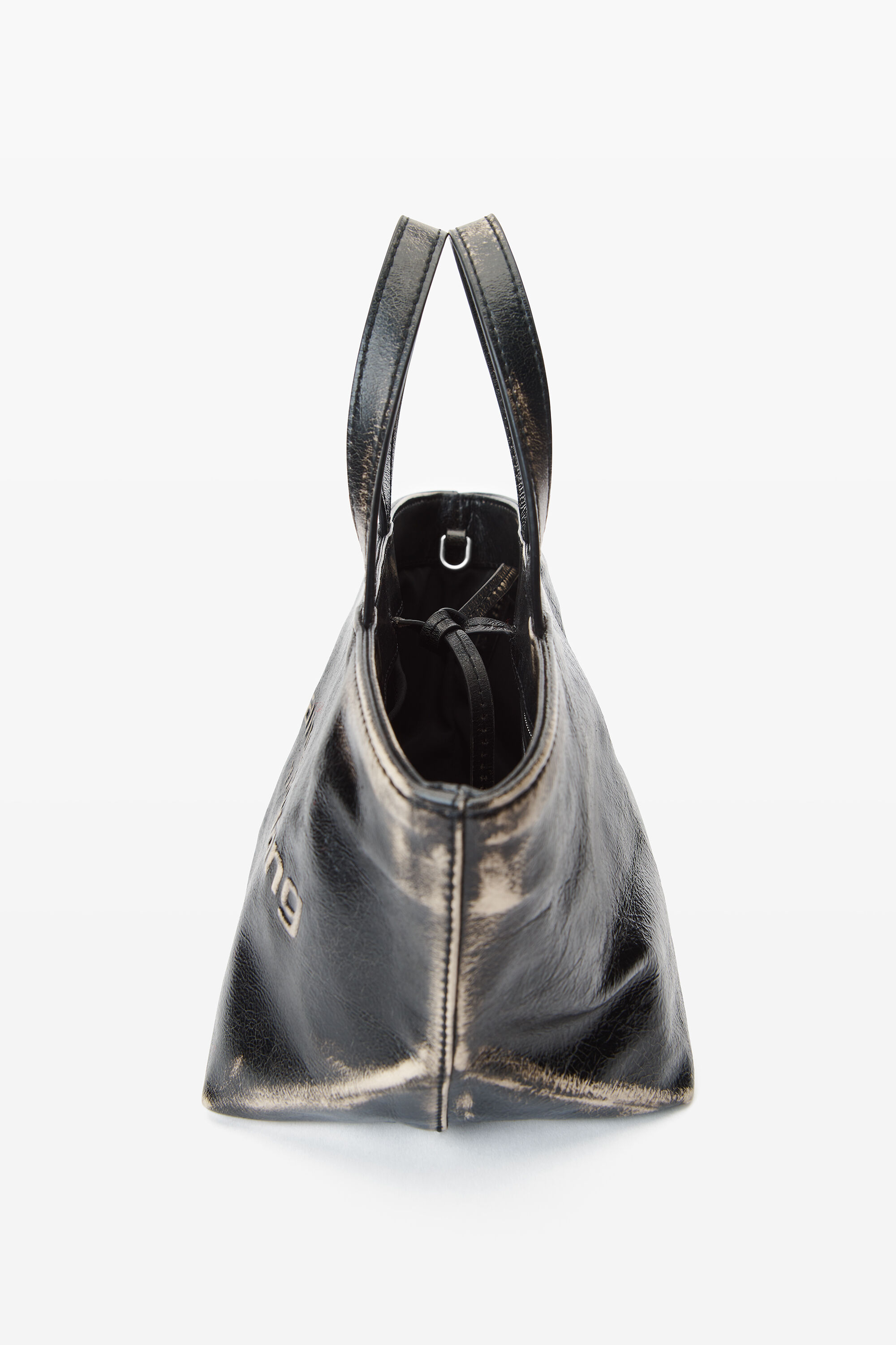 punch small tote bag in brushed-effect leather in BLACK