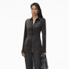 Alexander Wang washed charcoal crystal hotfix slim-fit shirt