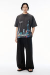Alexander Wang washed black t-shirt noir à motif skyline shanghai avec strass thermocollés