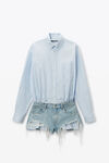 Alexander Wang light worn indigo pre-styled shirt & denim short romper