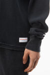 Alexander Wang washed black langarmshirt aus baumwollstretch in waffelstrick