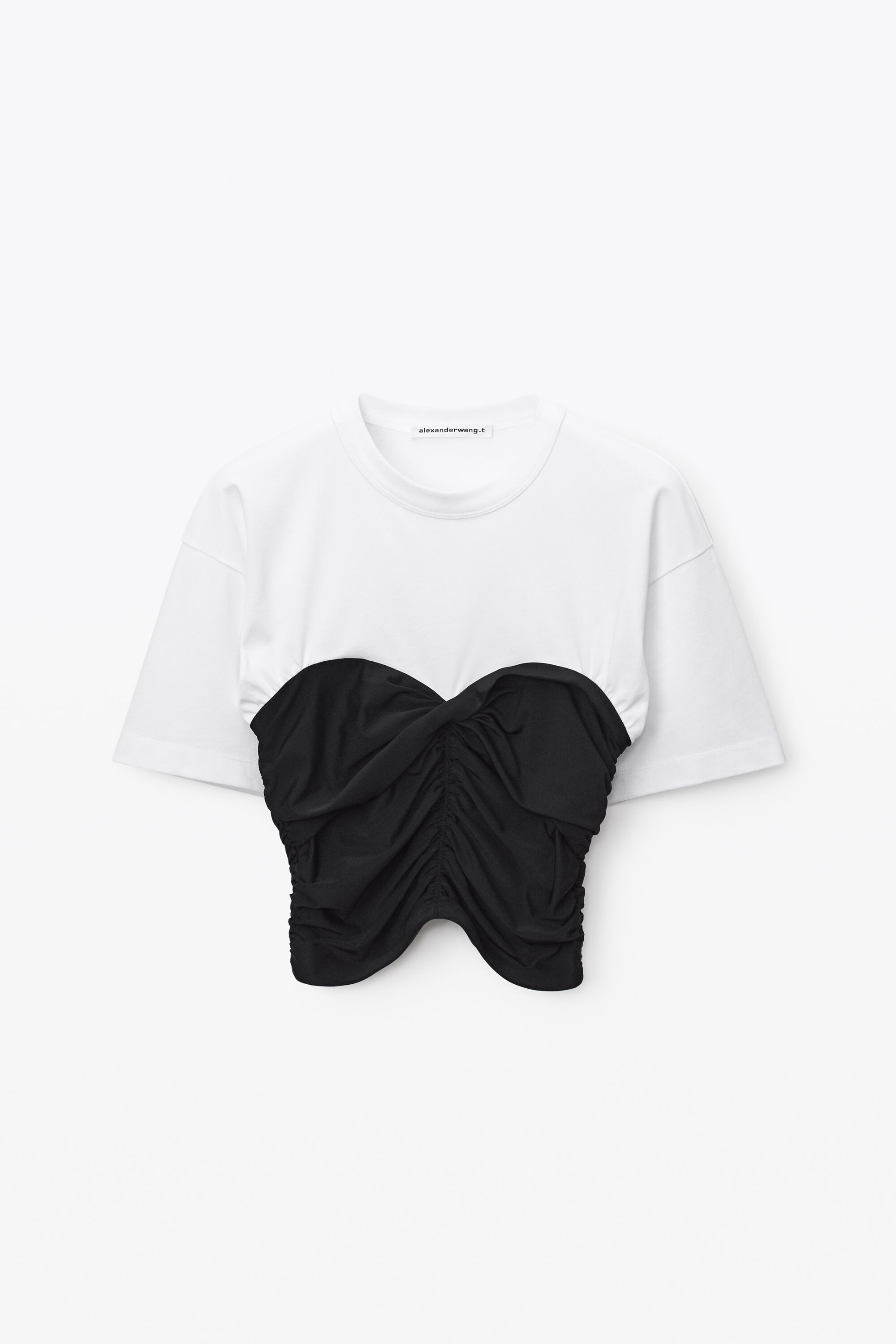 Alexanderwang Ruched Bodycon Hybrid Top Black White Alexander Wang