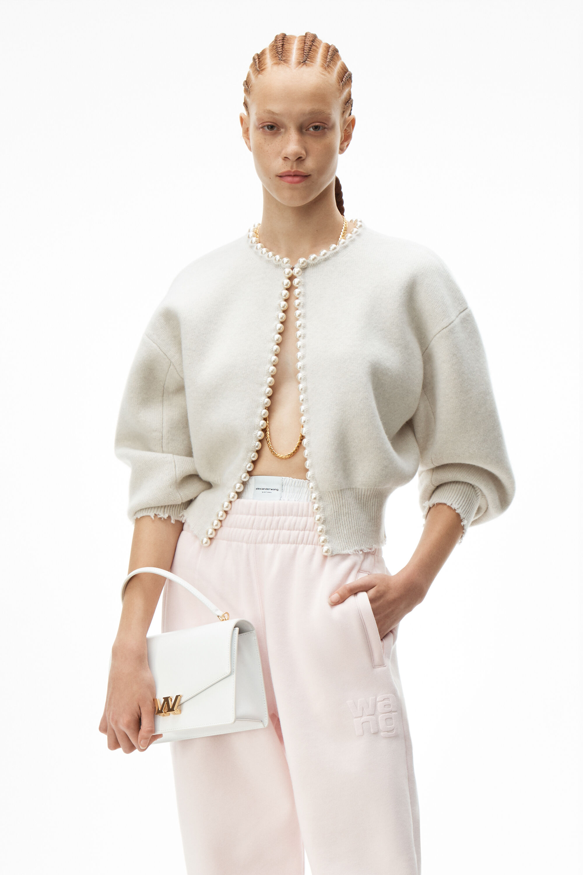 alexander wang pearl placket cardigan