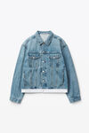alexander wang logo trucker jacket in denim vintage light indigo