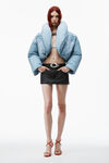 alexander wang oversized cropped puffer jacket in nylon vintage faded indigo