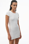 Alexander Wang white short sleeve loungewear dress in ribbed cotton jersey