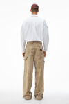 Alexander Wang weathered tan rounded carpenter jeans with weathered flocking