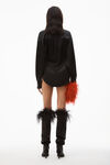 alexander wang draped button up shirt in silk charmeuse black