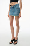 alexander wang asymmetric bikini layer mini skirt in denim vintage light indigo