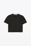 alexander wang cropped logo tee in crystal nylon black