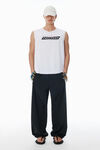 Alexander Wang white top bianco con taglio a laser e logo