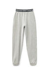 alexander wang logo elastic jogger in stretch corduroy heather grey