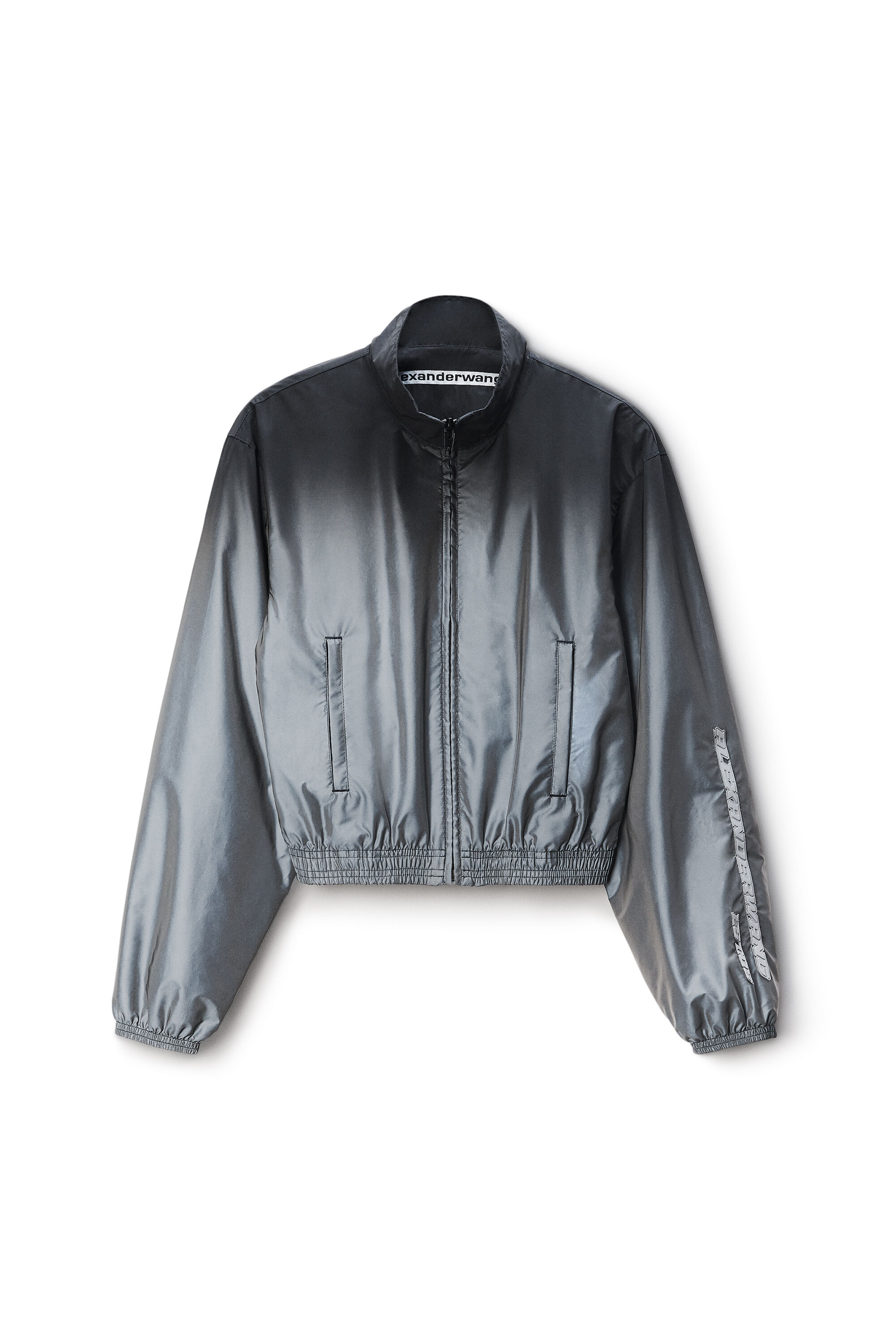Reflective Track Jacket Shrunken in SILVER/BLACK | alexanderwang®