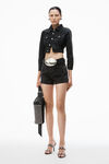 Alexander Wang washed black shorty high-rise short in crystal hotfix denim