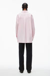 alexander wang 徽标棉质纽扣长袖男友风衬衫 light pink
