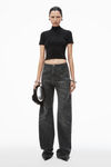 Alexander Wang black crystal hotfix mock neck top