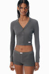 Alexander Wang army drab grauer cardigan in waffelstrick