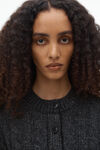 Alexander Wang charcoal cardigan à maille torsadée en laine bouillie avec perles transparentes thermocollées