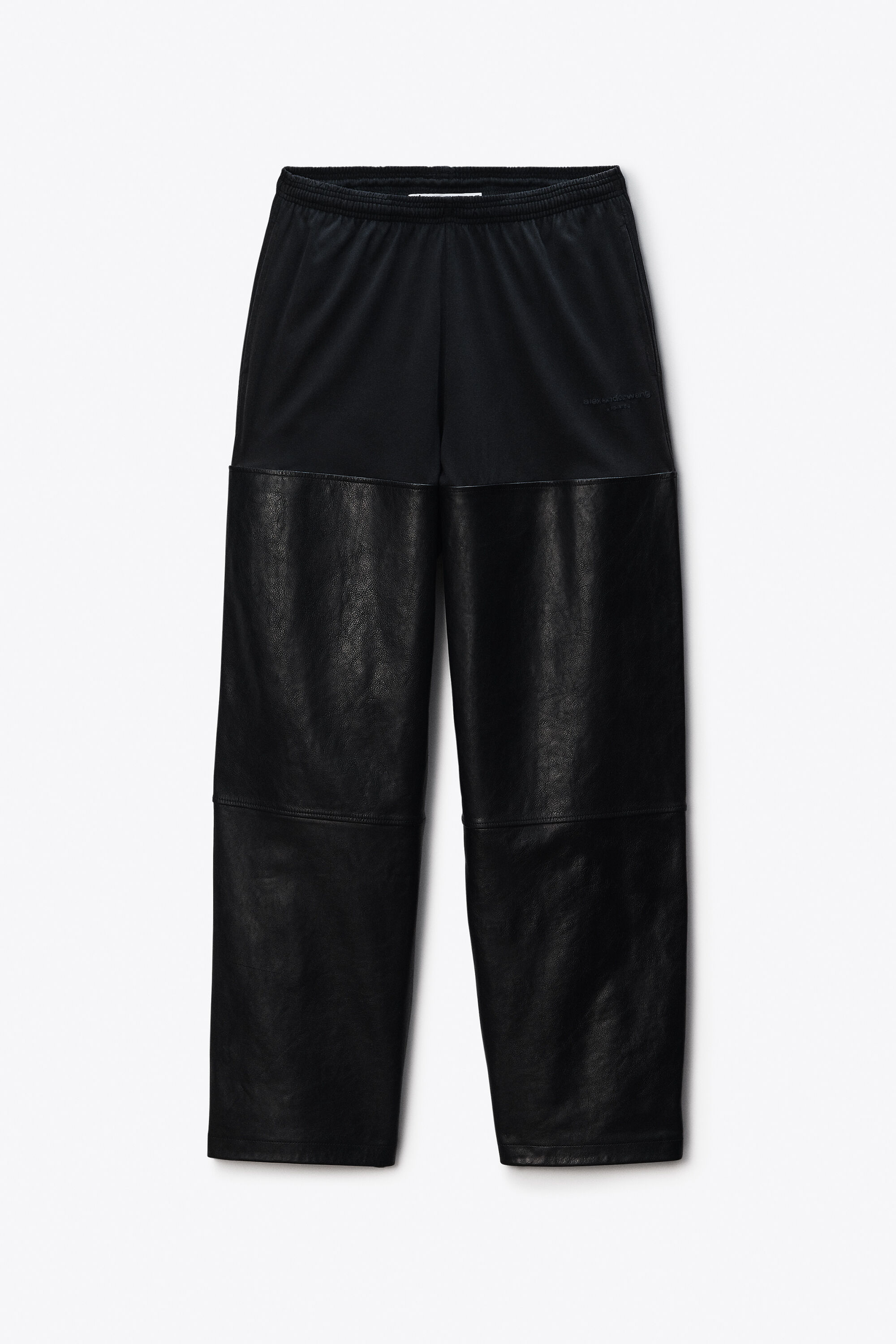 Panel Sweatpant in Leather Relaxed in BLACK | alexanderwang®