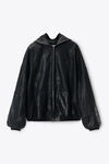 Alexander Wang black 黑色做旧机车皮革连帽夹克