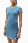 Alexander Wang washed blue kurzärmeliges loungewear-kleid aus gerippter baumwolle