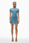 Alexander Wang washed blue kurzärmeliges loungewear-kleid aus gerippter baumwolle