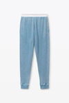 Alexander Wang washed blue pantaloni da jogging in cotone elasticizzato a nido d'ape