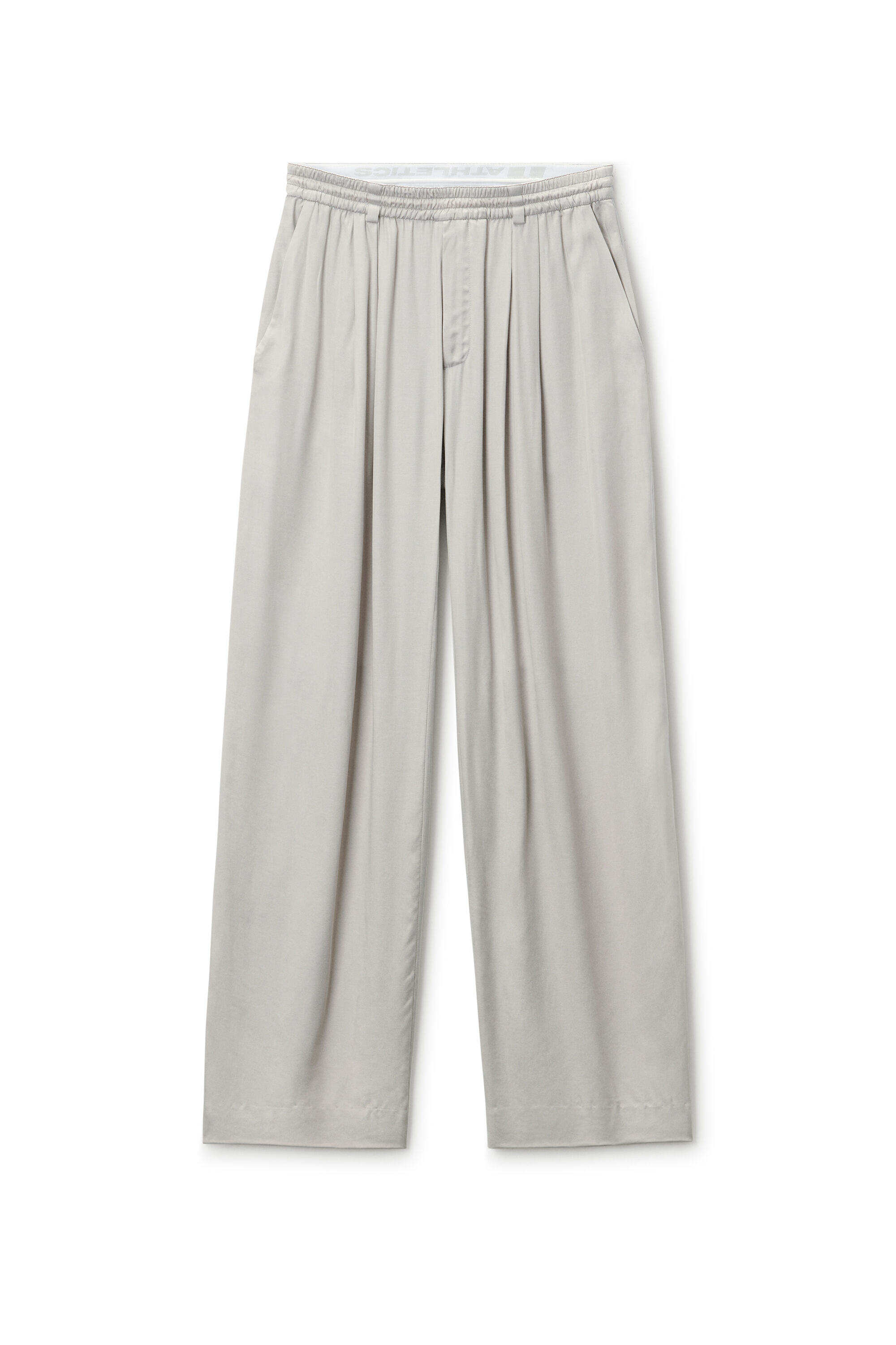 Pre-Styled Trouser with Turn-Down Waistband in OYSTER WHITE