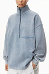 alexander wang half zip sweatshirt in japanese jersey motor grey