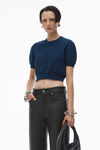 Alexander Wang navy t-shirt en maille côtelée avec logo en relief