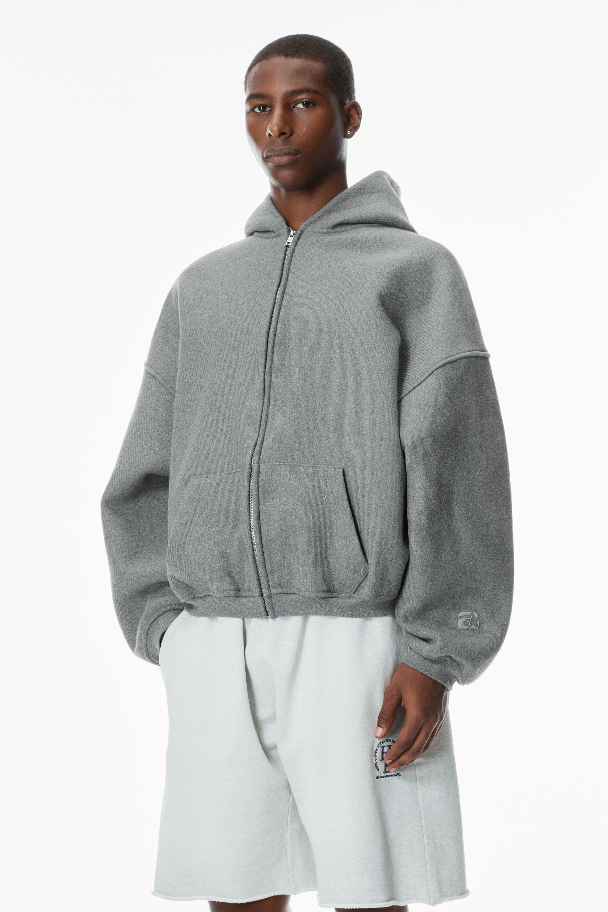 美品 ALEXANDER WANG Logo Sweat Set Up PUFF LOGO HOODIE IN STRUCTURED TERRY in BLACK | alexanderwang®