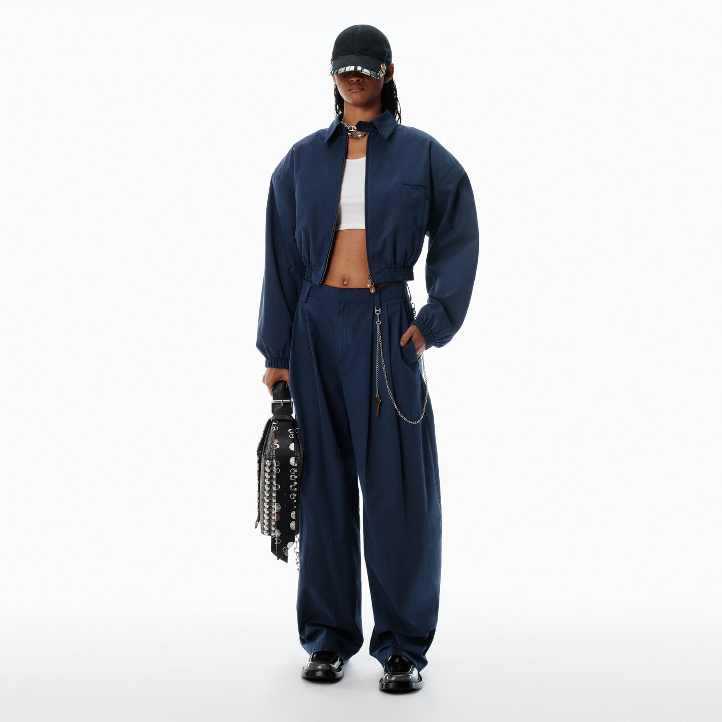 Alexander Wang Blue Cotton-blend Harrington Jacket In Blue
