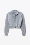Alexander Wang washed grey grauer chenille-cardigan aus baumwollmischgewebe